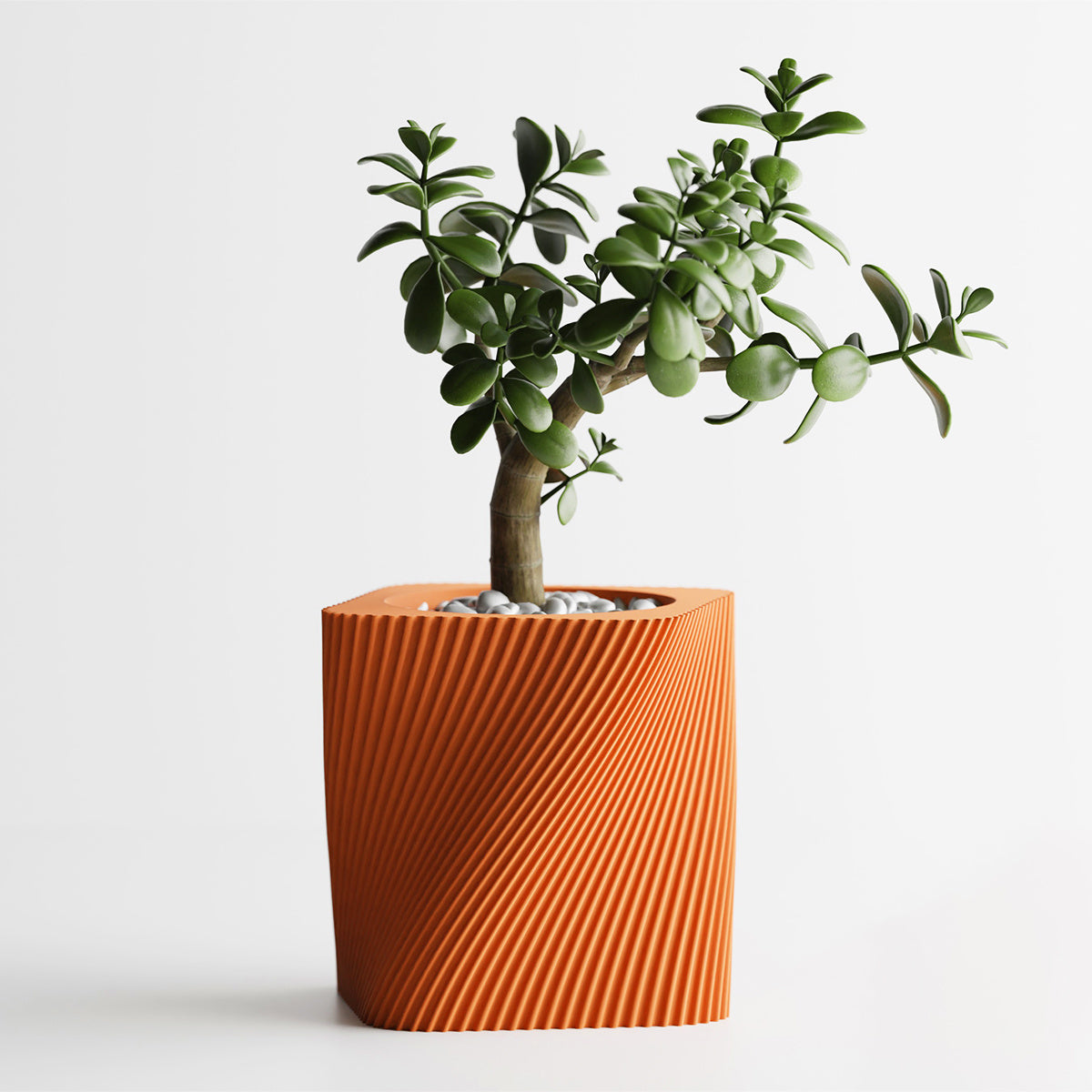 Cache-pot carré design à texture spiralée, 7 coloris mats