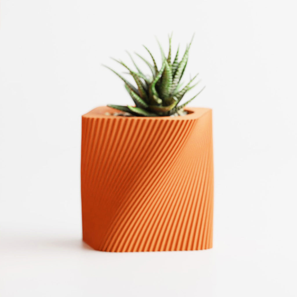 Cache-pot carré design à texture spiralée, 7 coloris mats