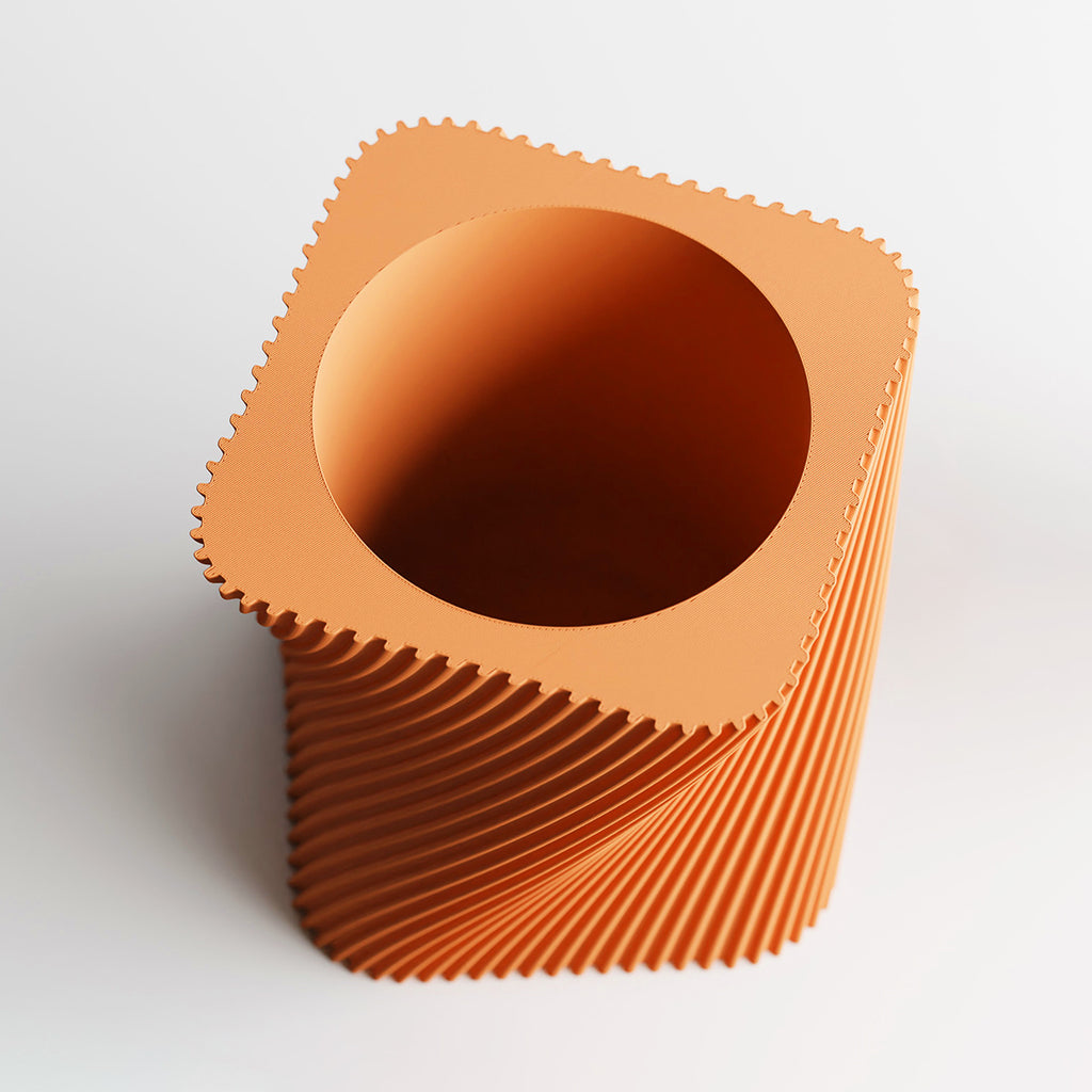 Cache-pot carré design à texture spiralée, 7 coloris mats