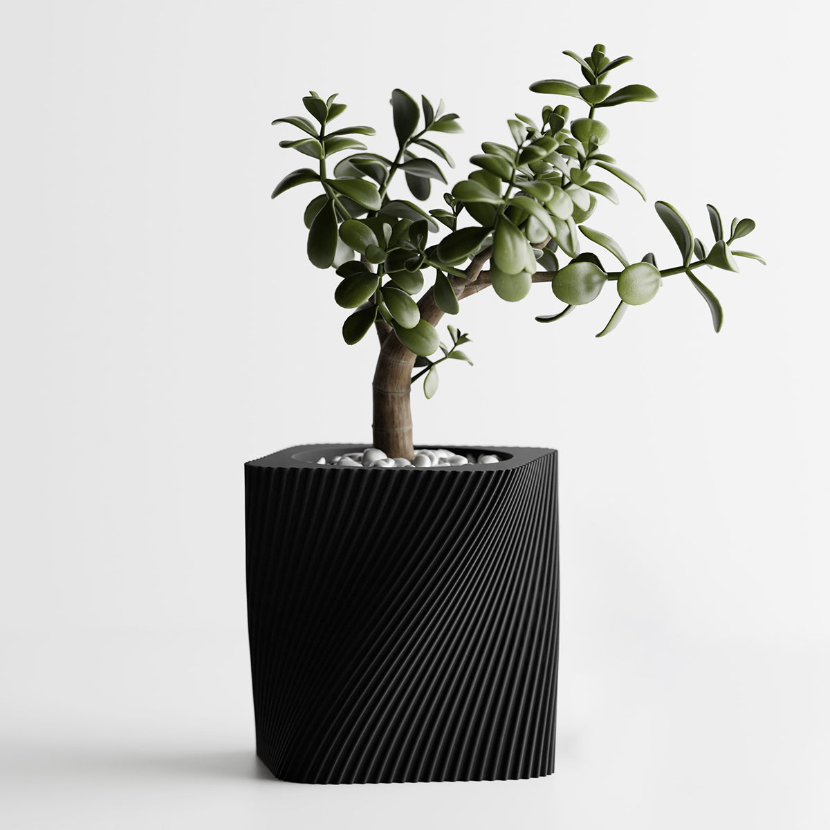 Cache-pot carré design à texture spiralée, 7 coloris mats