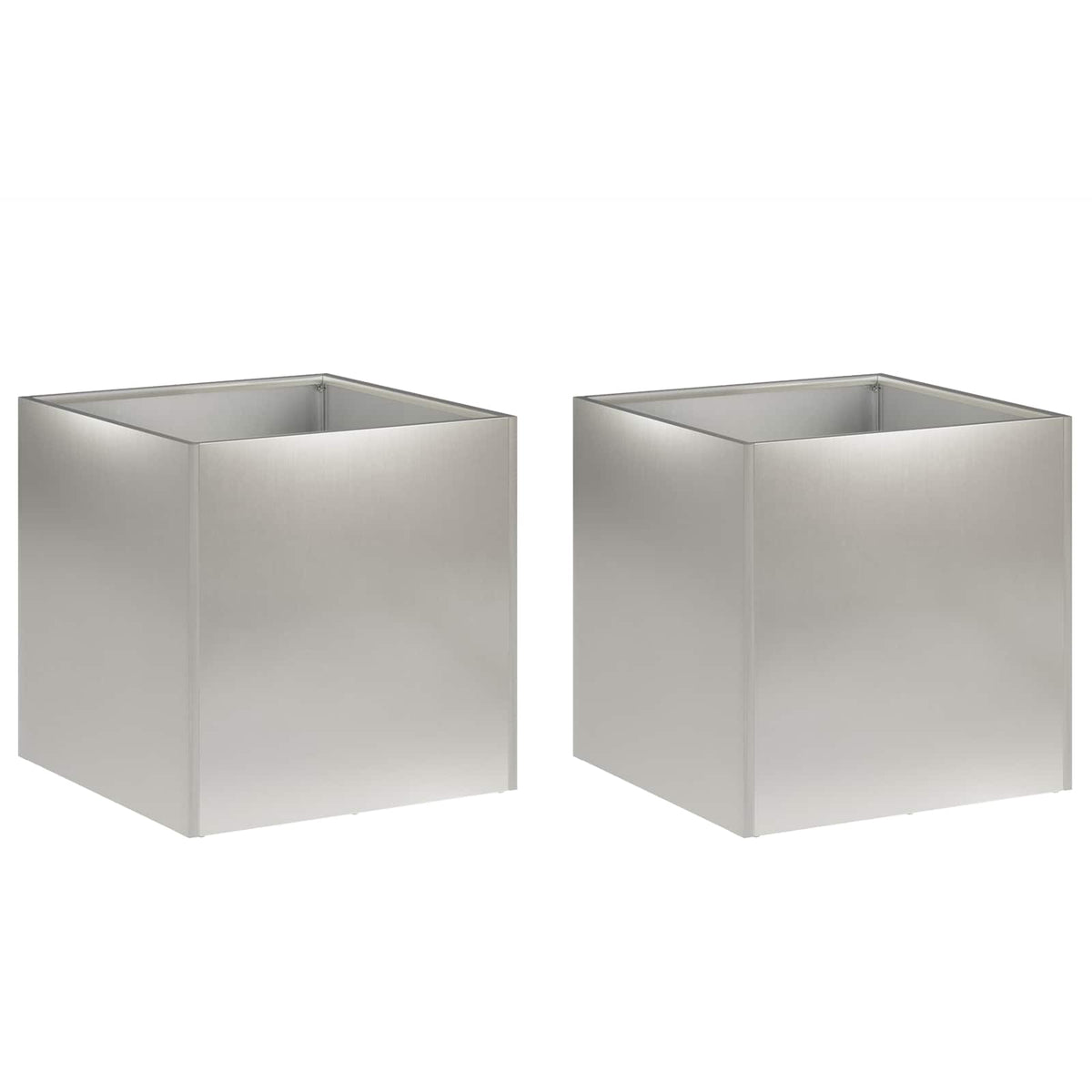 Cache-pot carré en métal argenté 35 cm — Lot de 2 extérieur