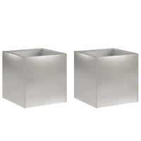 Cache-pot carré en métal argenté 35 cm — Lot de 2 extérieur