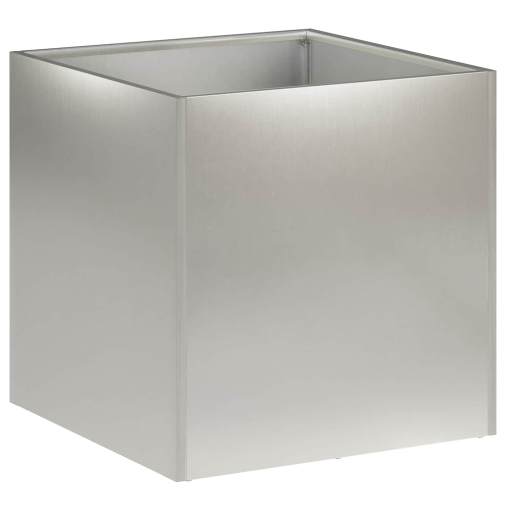 Cache-pot carré en métal argenté 35 cm — Lot de 2 extérieur