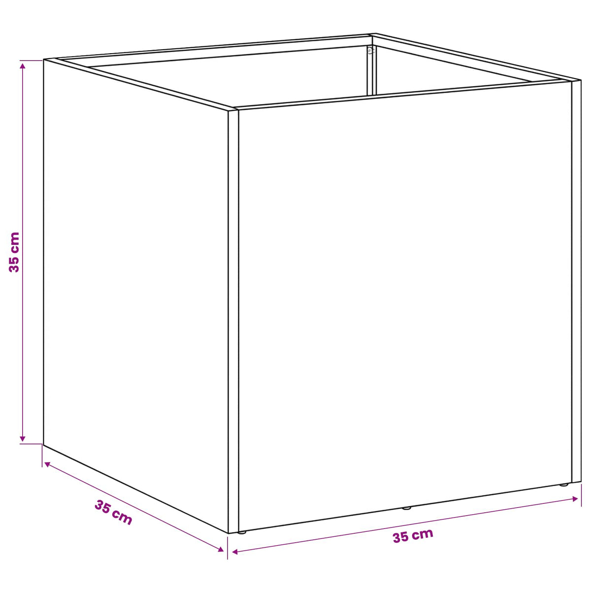 Cache-pot carré en métal argenté 35 cm — Lot de 2 extérieur