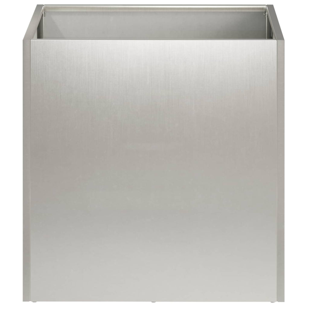 Cache-pot carré en métal argenté 35 cm — Lot de 2 extérieur