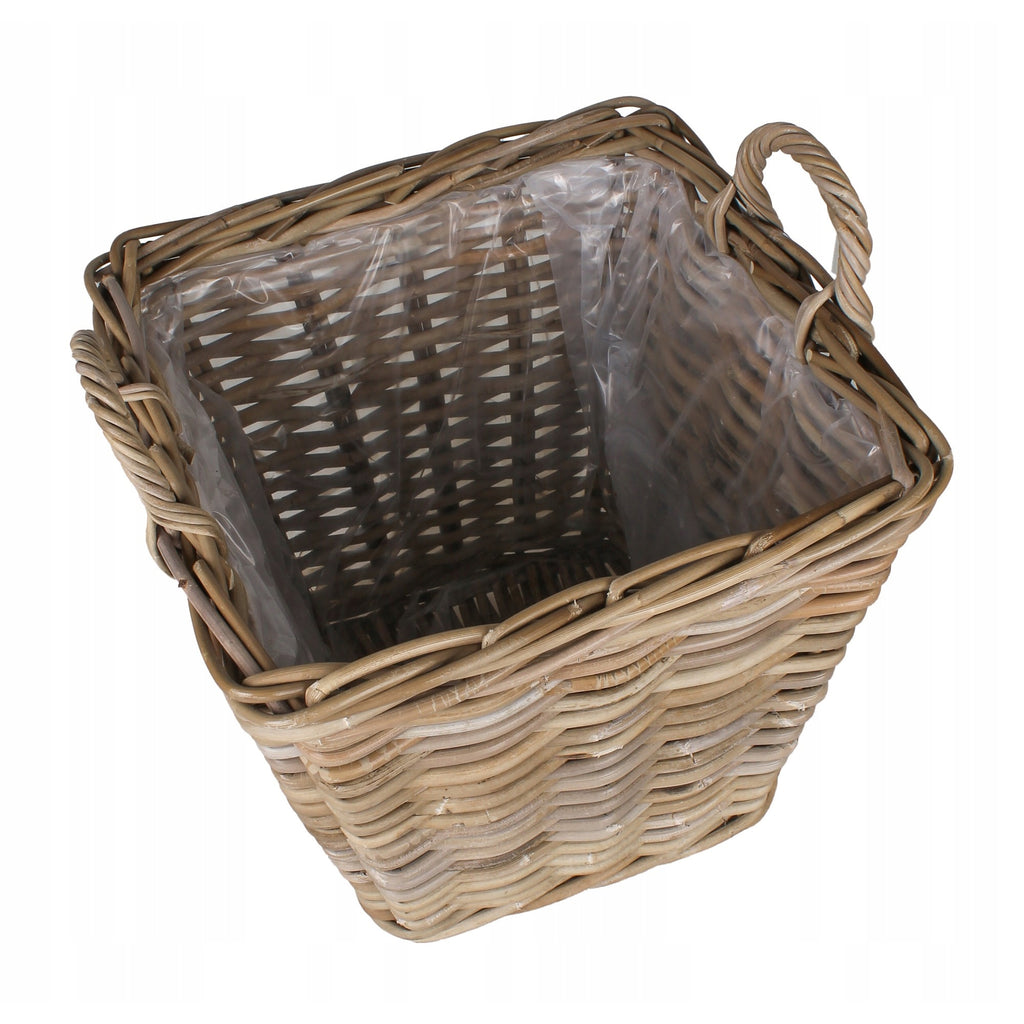 Cache-pot carré en rotin Kubu 37x37 cm naturel fait main