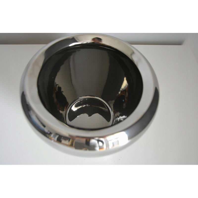 Cache-pot en céramique argentée Ø 16 cm — Finition miroir