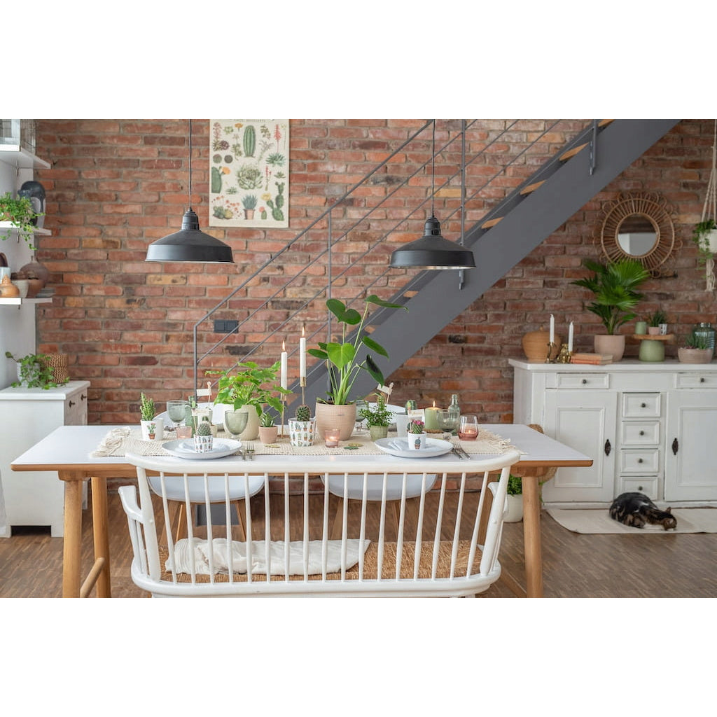 Cache-pot en céramique beige Ø 14 cm — Motif quadrillé mat
