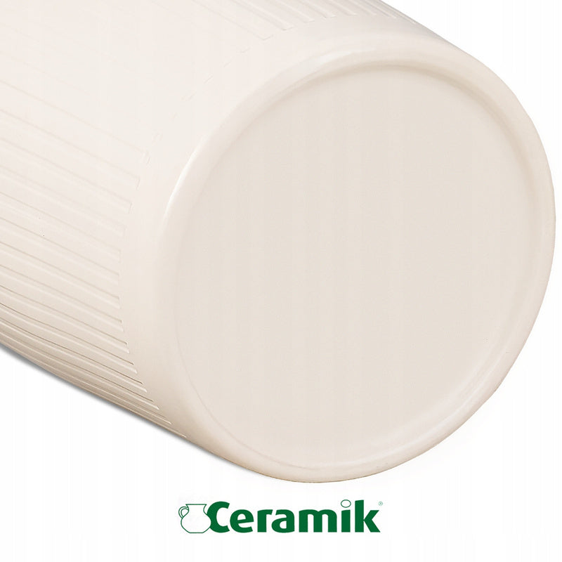 Cache-pot en céramique crème Ø 15 cm à fines cannelures