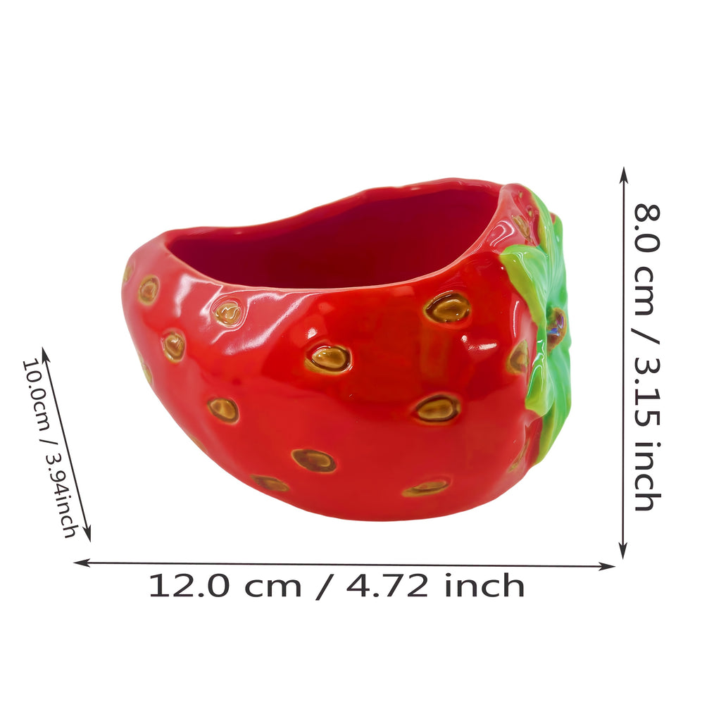 Cache-pot céramique demi-fraise rouge 12 cm pour succulente