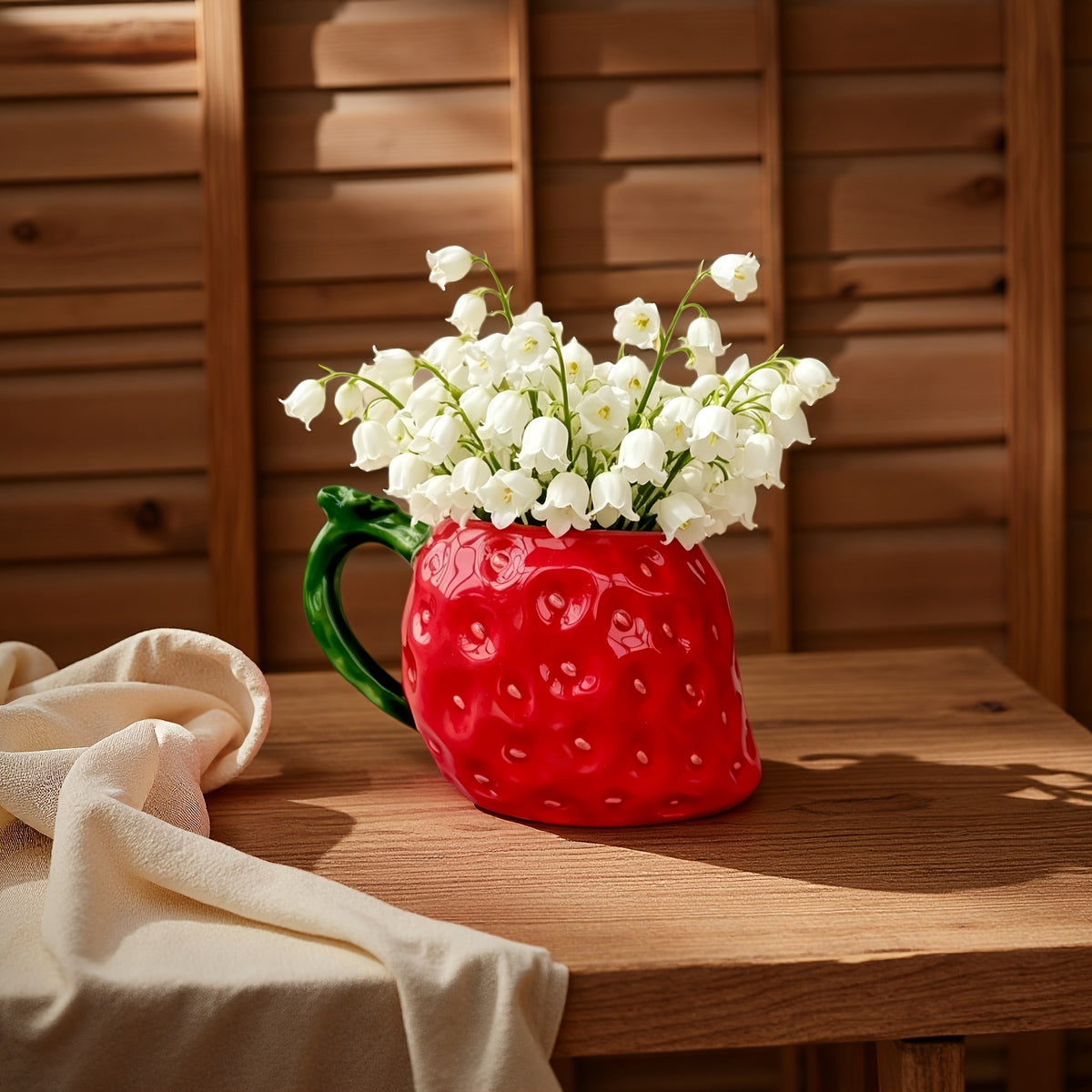 Cache-pot céramique fraise rouge 13 cm pour plante d'intérieur