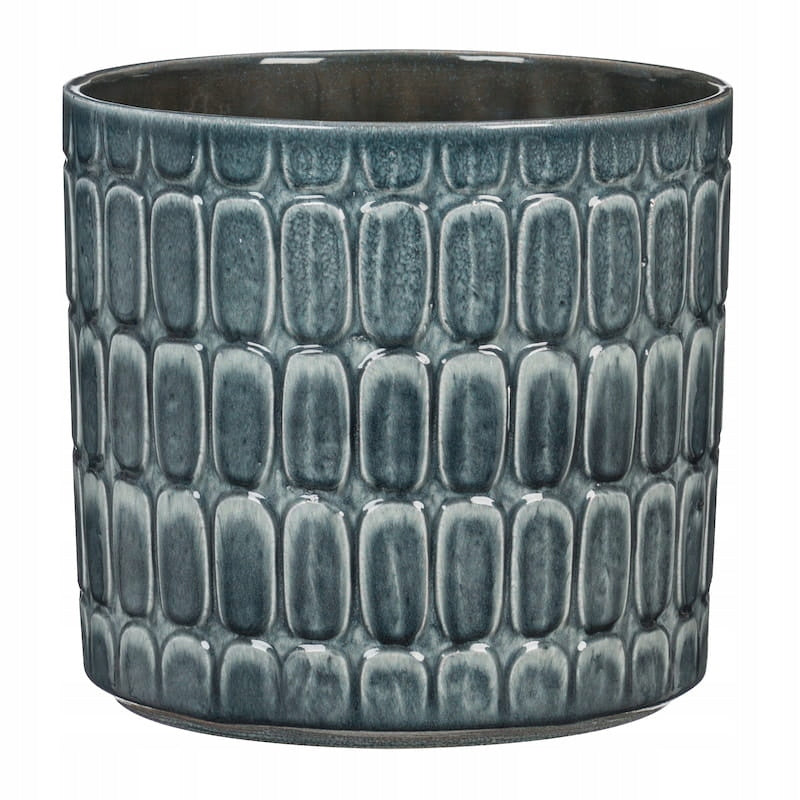 Cache-pot en céramique gris foncé Ø 15 cm — Émail brillant