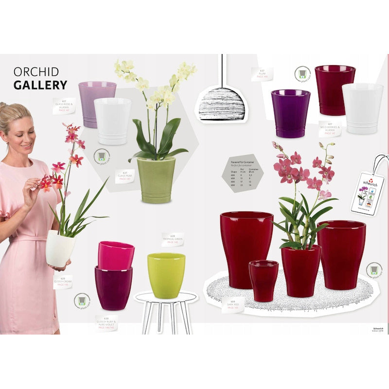 Cache-pot en céramique gris foncé Ø 22 cm pour grande orchidée