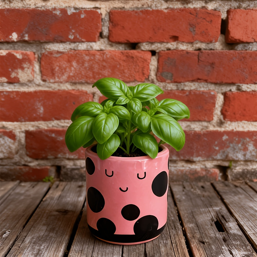 Cache-pot en céramique lot de 2 — abeille et coccinelle 7 cm