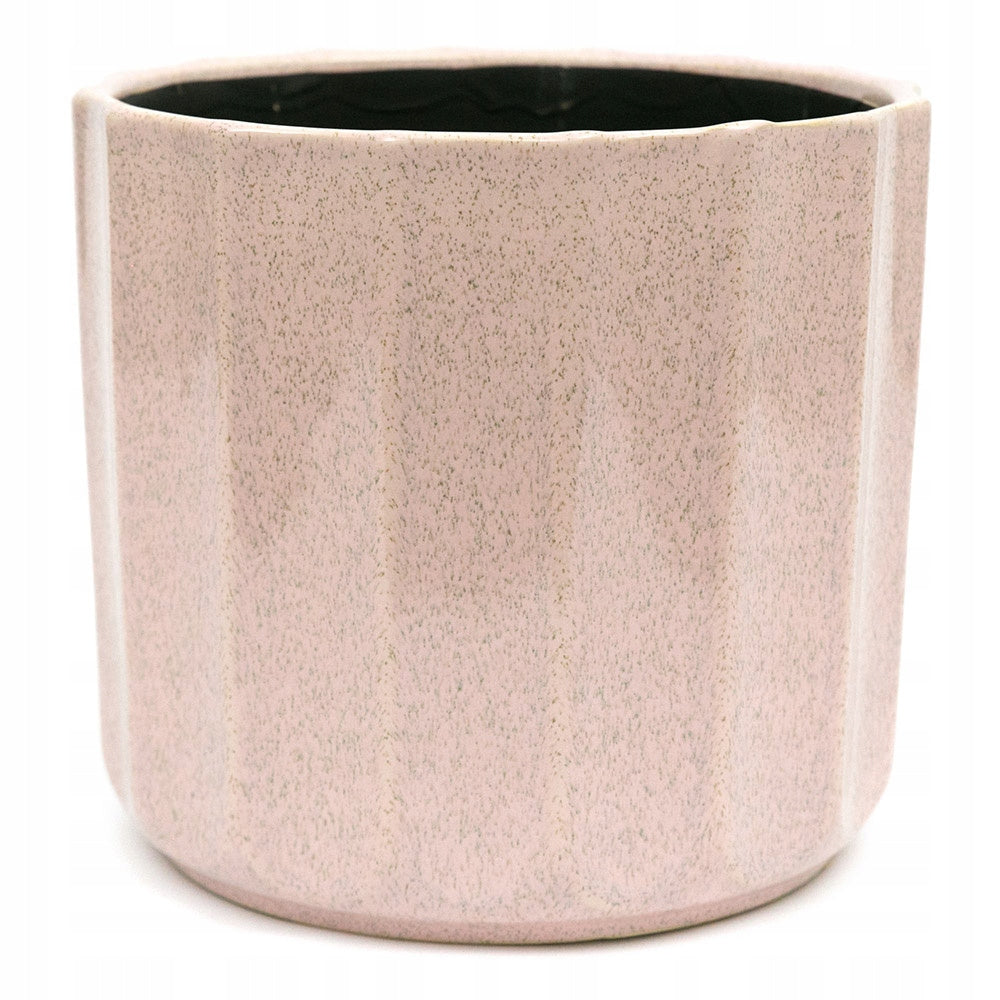 Cache-pot en céramique rose Ø 17 cm — cannelé pour intérieur
