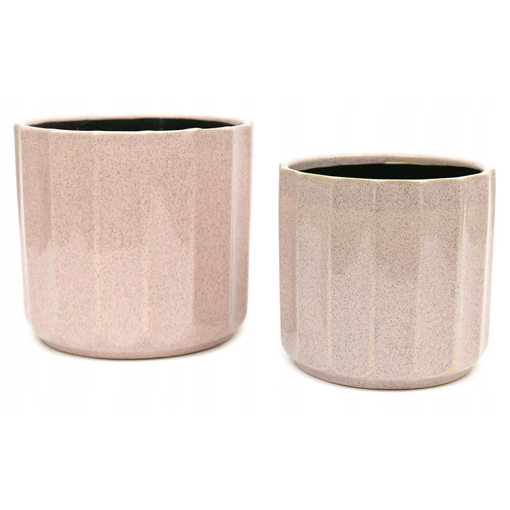Cache-pot en céramique rose Ø 17 cm — cannelé pour intérieur