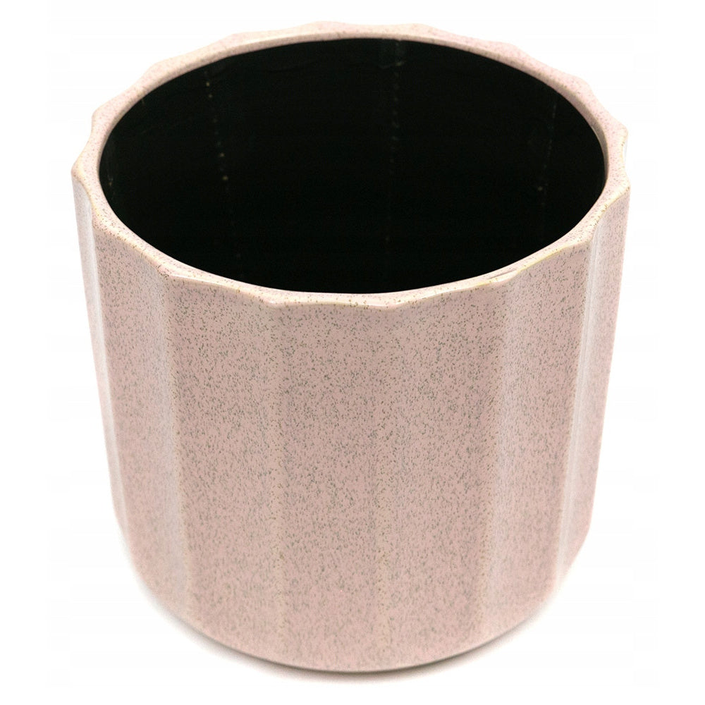Cache-pot en céramique rose Ø 17 cm — cannelé pour intérieur
