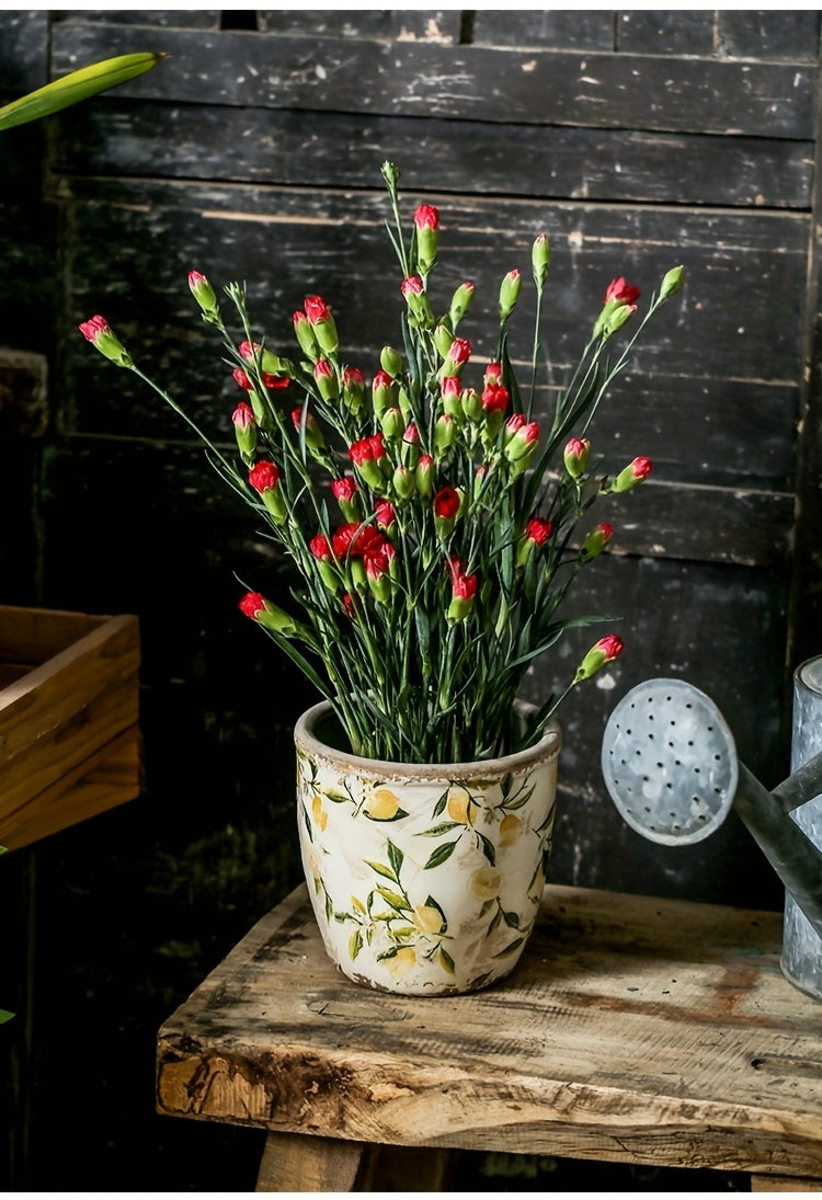 Cache-pot en céramique vintage motif citron Ø 13 ou 15 cm