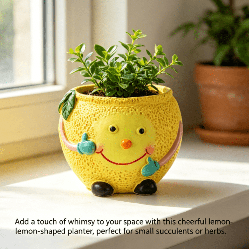 Cache-pot citron jaune Ø 17 cm — lot de 2 pour succulentes