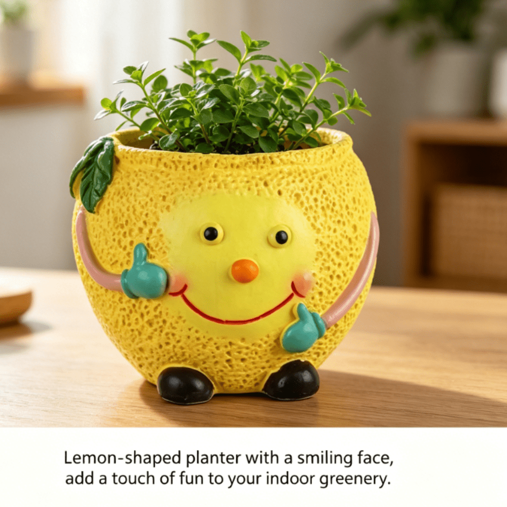 Cache-pot citron jaune Ø 17 cm — lot de 2 pour succulentes
