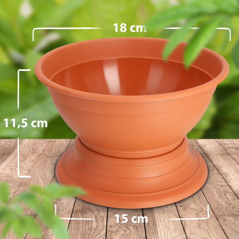 Cache-pot coupe sur pied Ø 18 cm terracotta pour extérieur