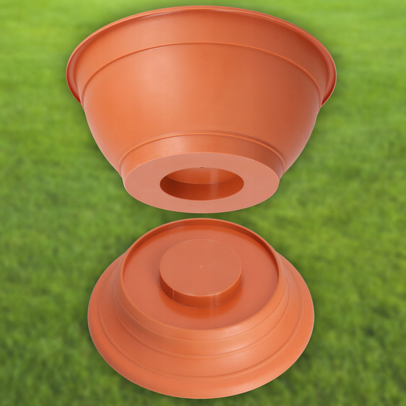 Cache-pot coupe sur pied Ø 18 cm terracotta pour extérieur
