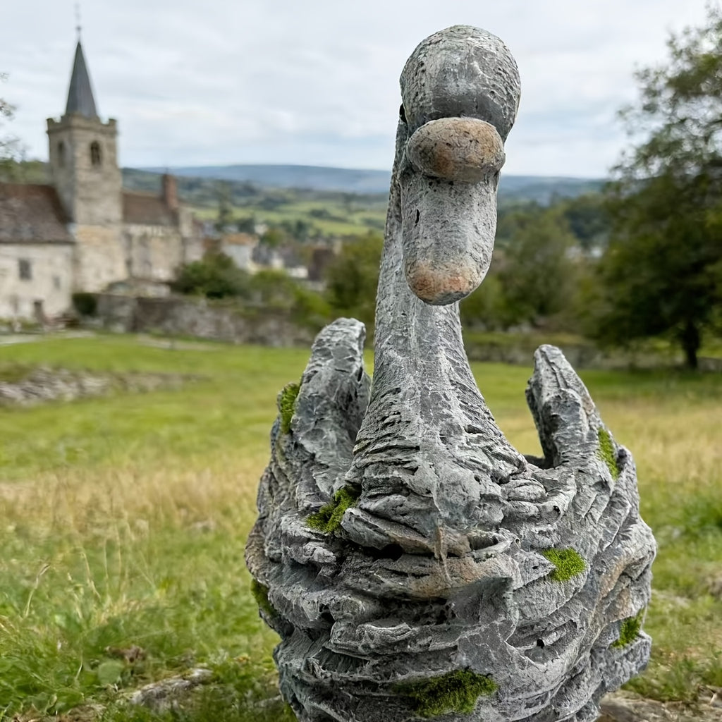 Cache-pot cygne effet pierre 40 cm pour jardin et terrasse