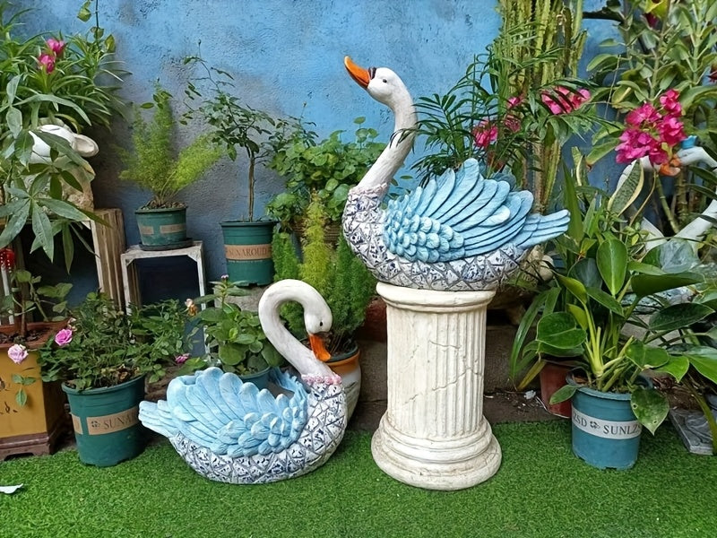 Cache-pot cygne 43 cm — grande statue à finition mosaïque