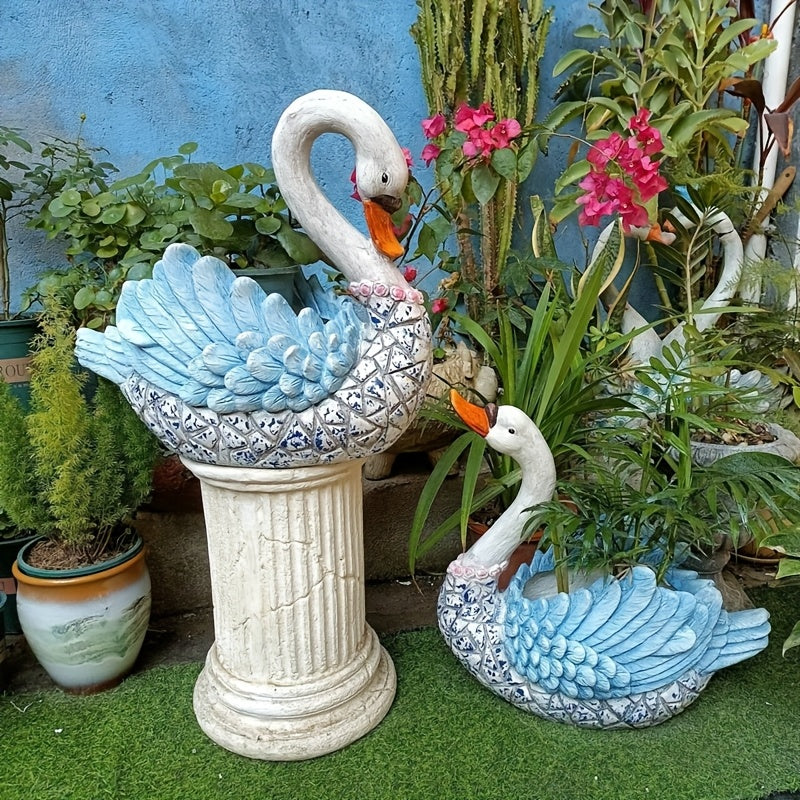 Cache-pot cygne 43 cm — grande statue à finition mosaïque