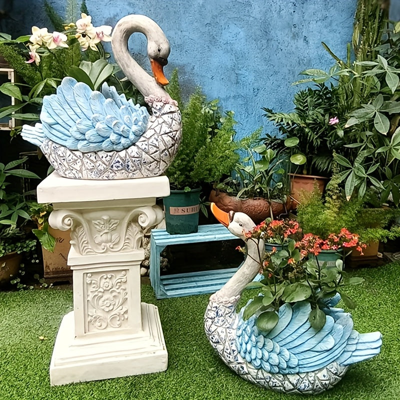 Cache-pot cygne 43 cm — grande statue à finition mosaïque