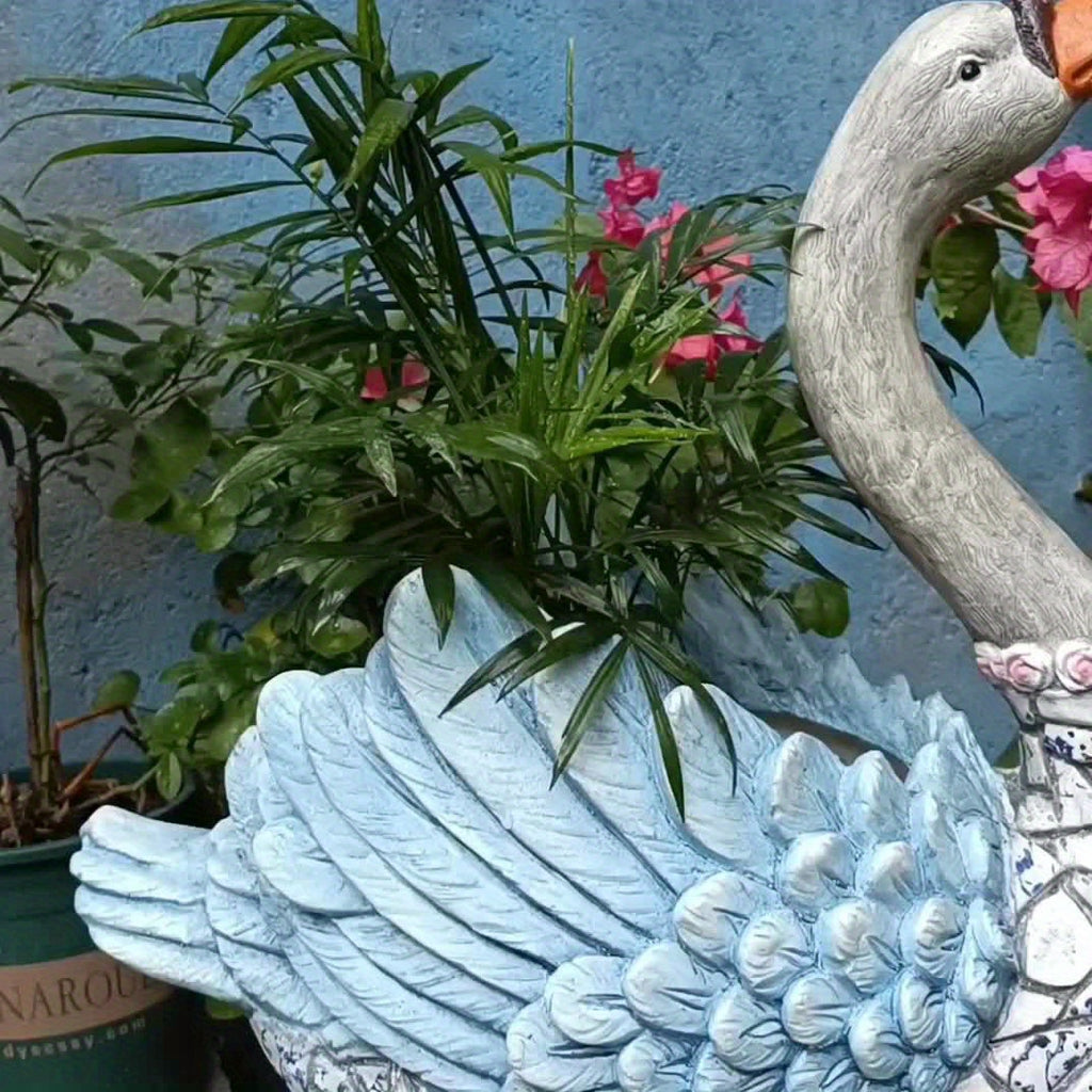 Cache-pot cygne 43 cm — grande statue à finition mosaïque