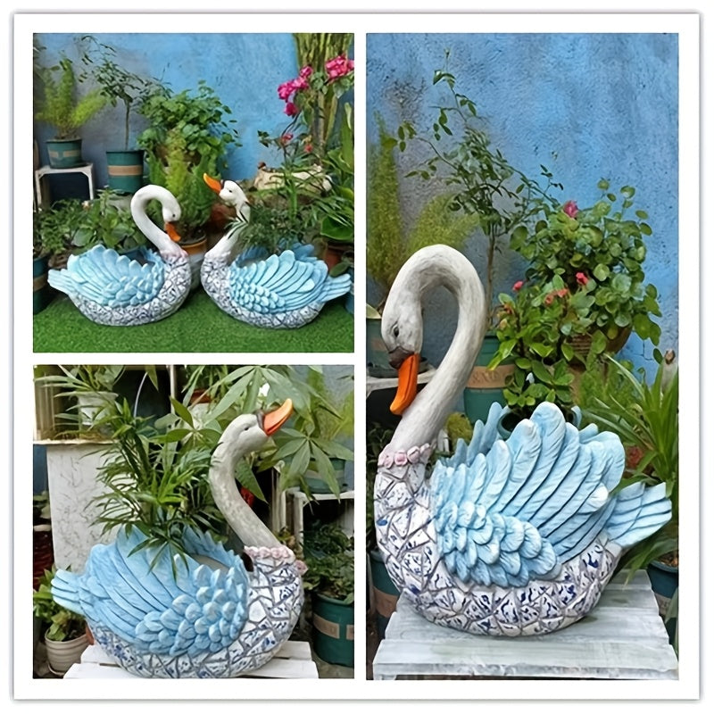 Cache-pot cygne 43 cm — grande statue à finition mosaïque