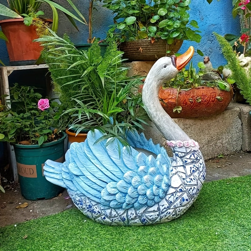 Cache-pot cygne 43 cm — grande statue à finition mosaïque