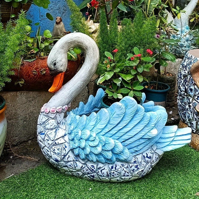 Cache-pot cygne 43 cm — grande statue à finition mosaïque