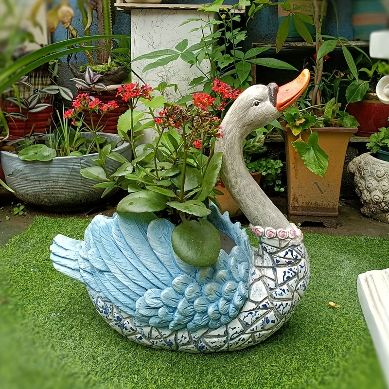 Cache-pot cygne 43 cm — grande statue à finition mosaïque