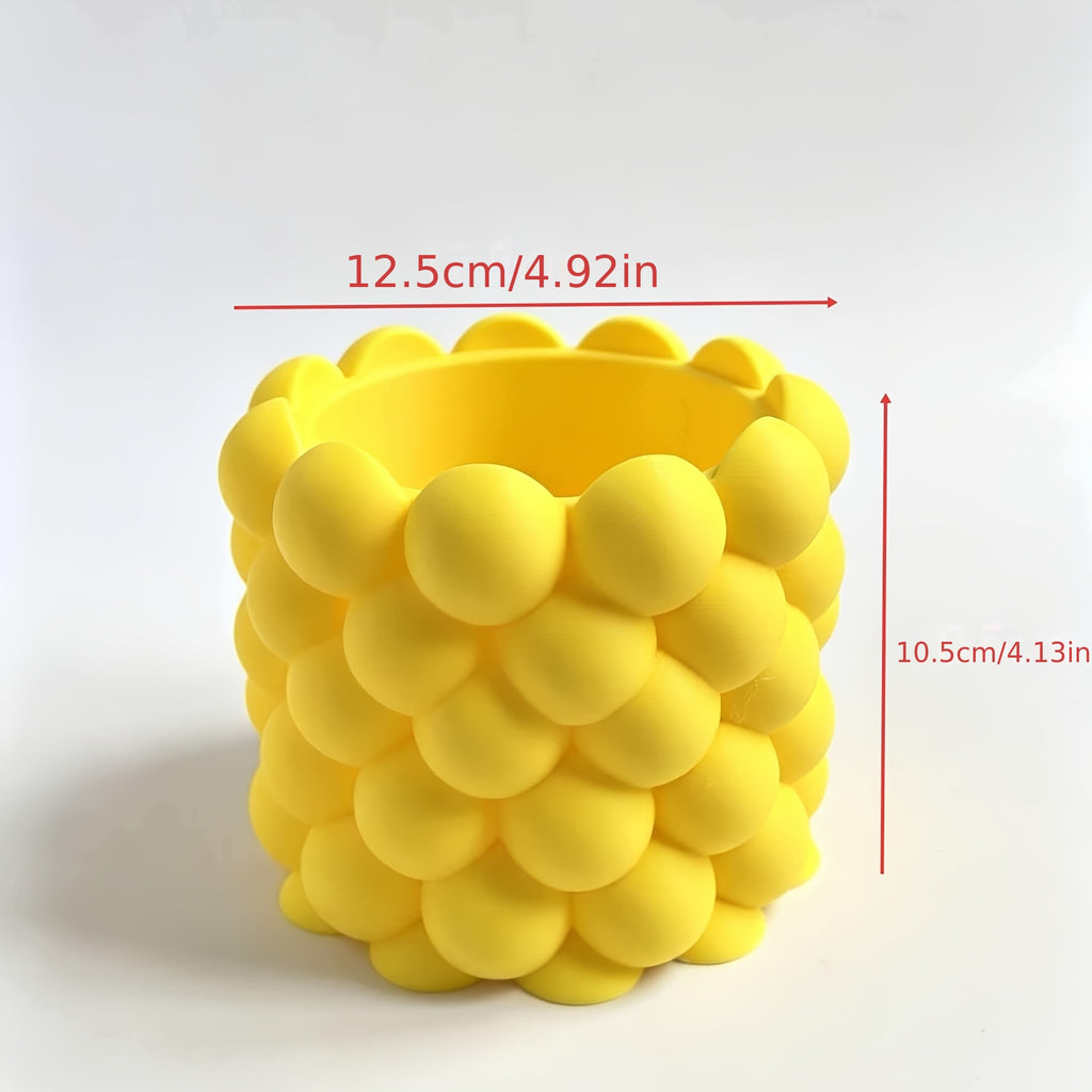 Cache-pot design à bulles jaune vif Ø 13 cm pour le bureau