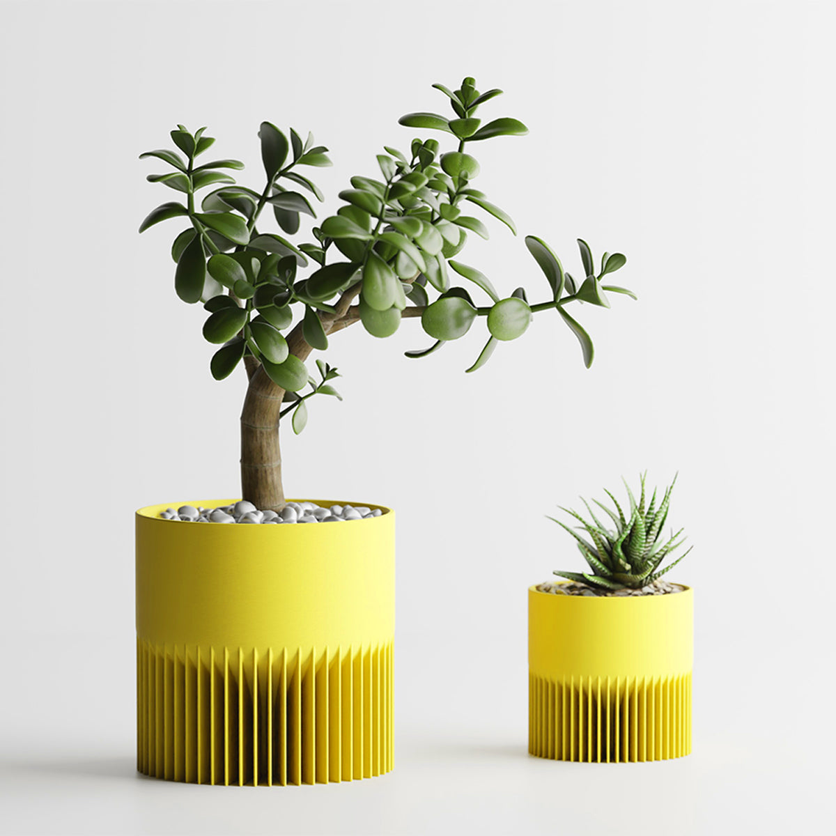 Cache-pot design cannelé en plastique pour plante d'intérieur