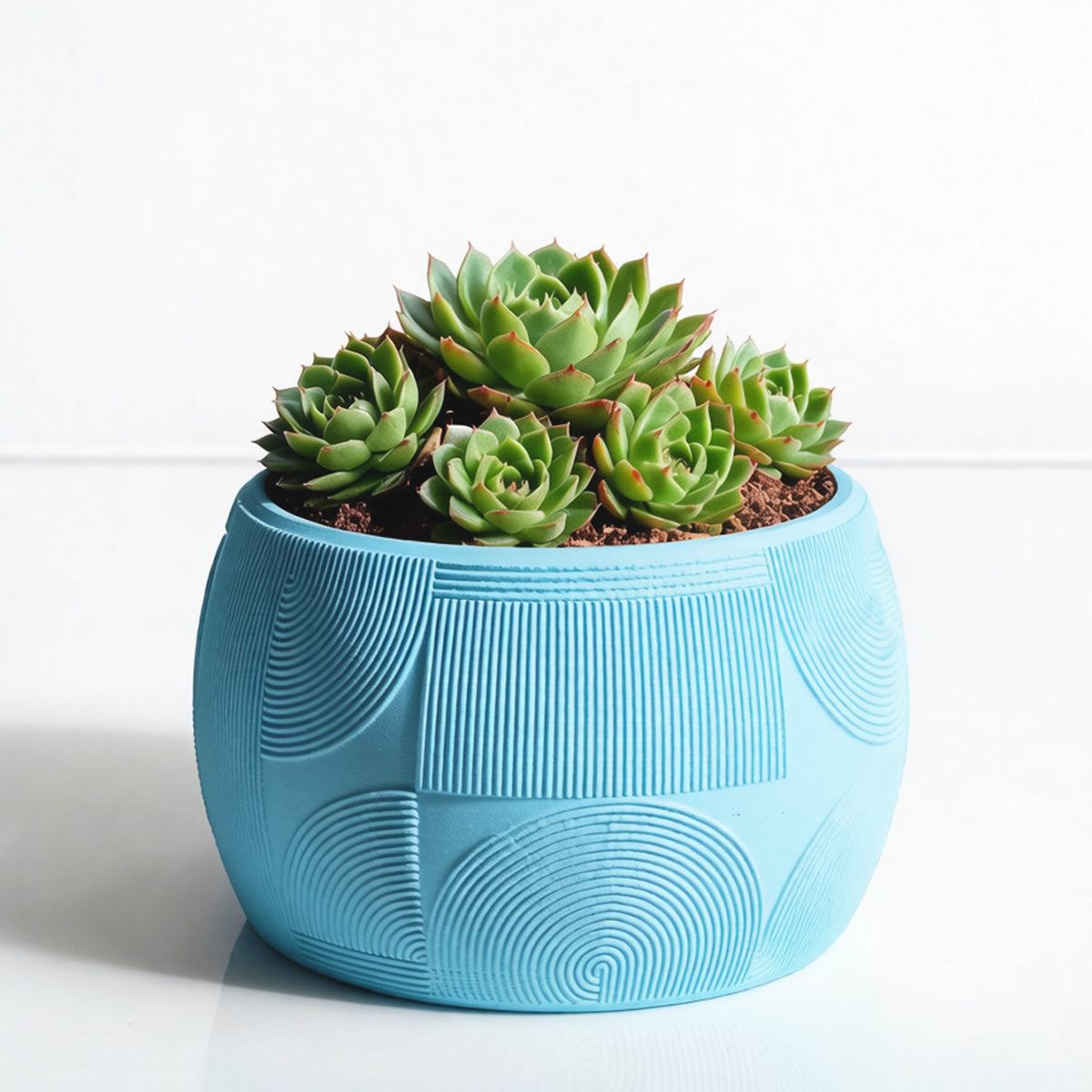 Cache-pot design à motif géométrique gravé, 7 coloris mats