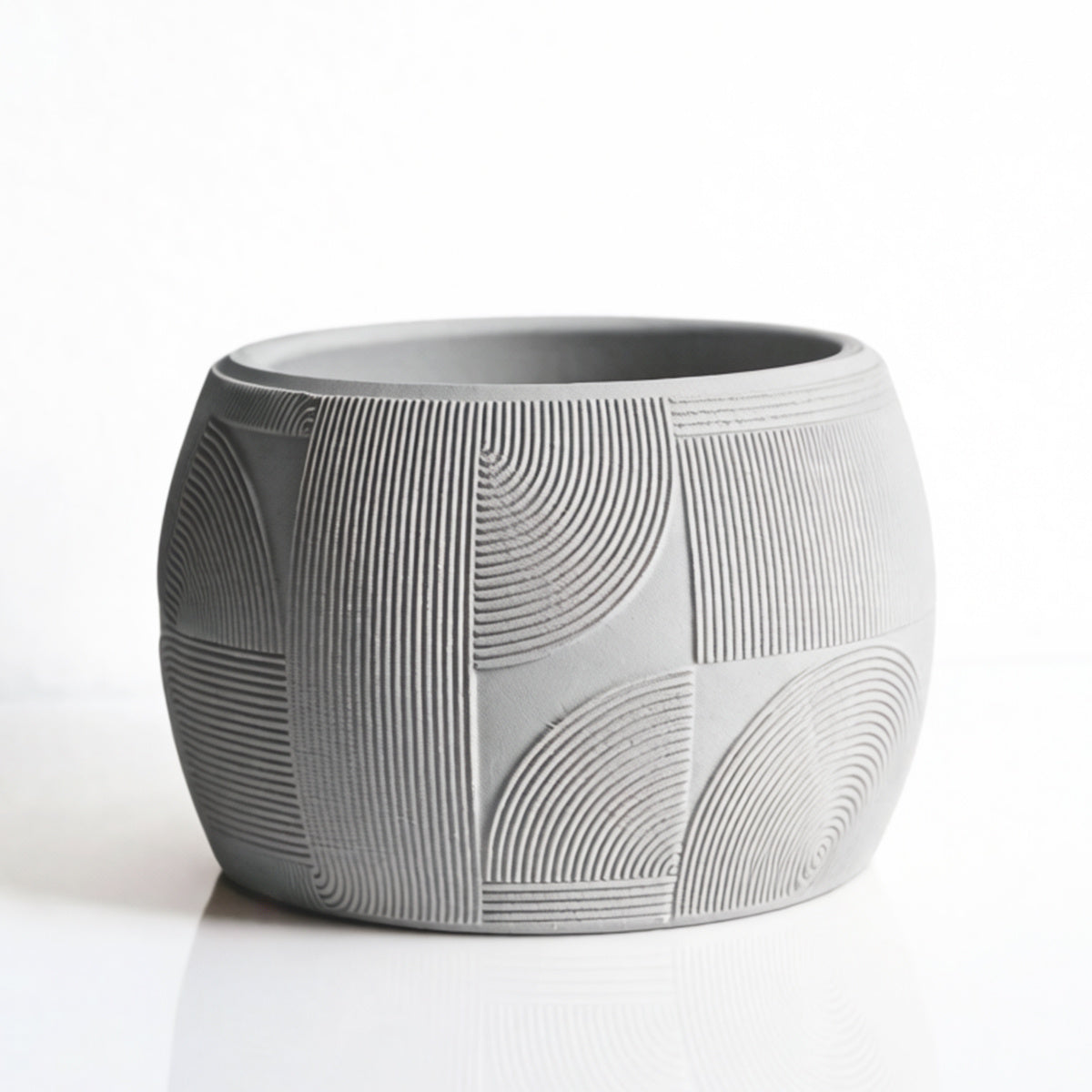 Cache-pot design à motif géométrique gravé, 7 coloris mats