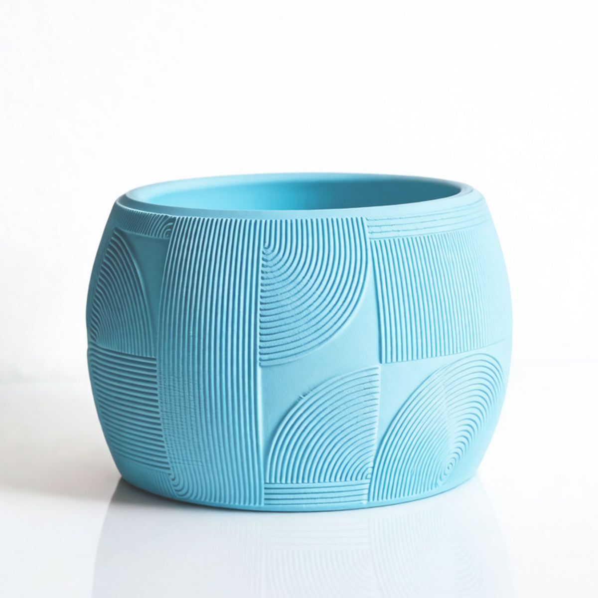 Cache-pot design à motif géométrique gravé, 7 coloris mats
