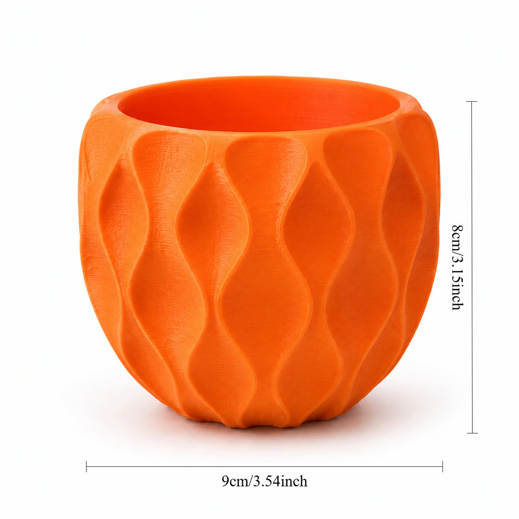 Cache-pot design orange à motif ondulé Ø 9 cm pour bureau