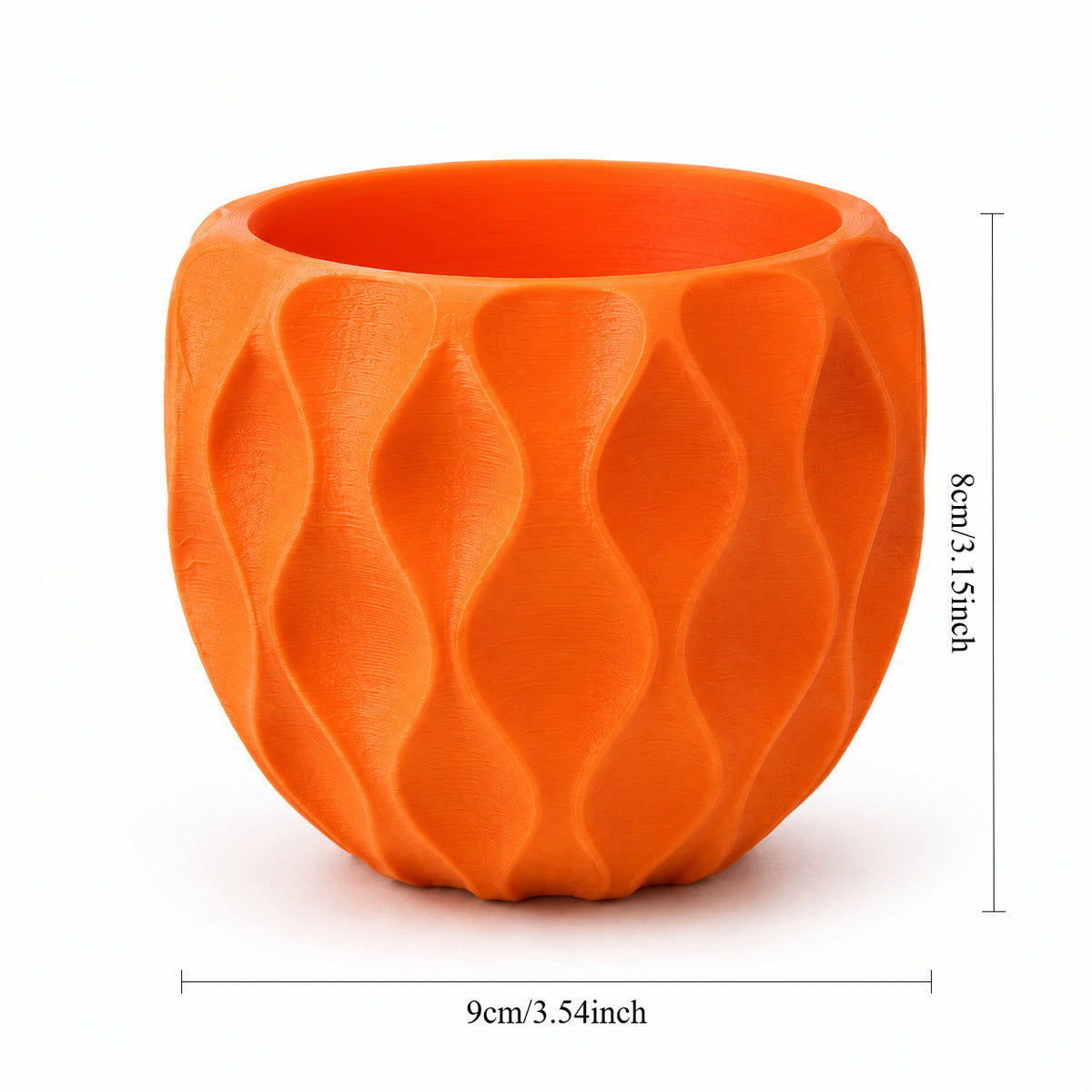 Cache-pot design orange à motif ondulé Ø 9 cm pour bureau