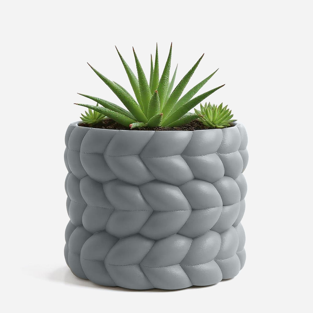 Cache-pot design à relief tressé Ø 18 cm — 7 coloris mats