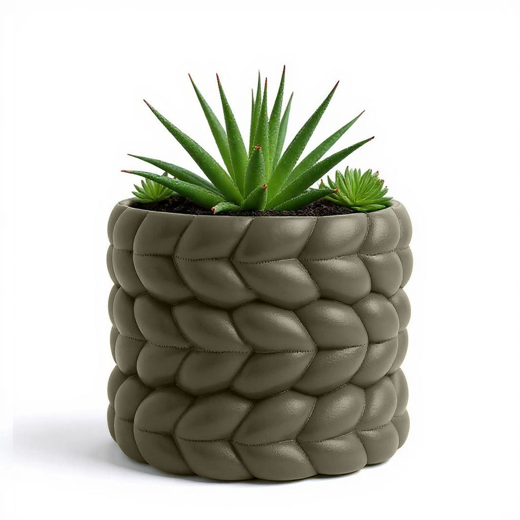 Cache-pot design à relief tressé Ø 18 cm — 7 coloris mats
