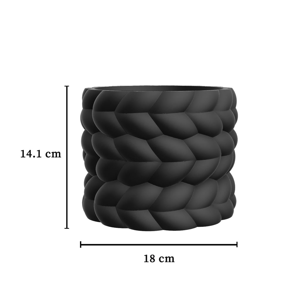 Cache-pot design à relief tressé Ø 18 cm — 7 coloris mats