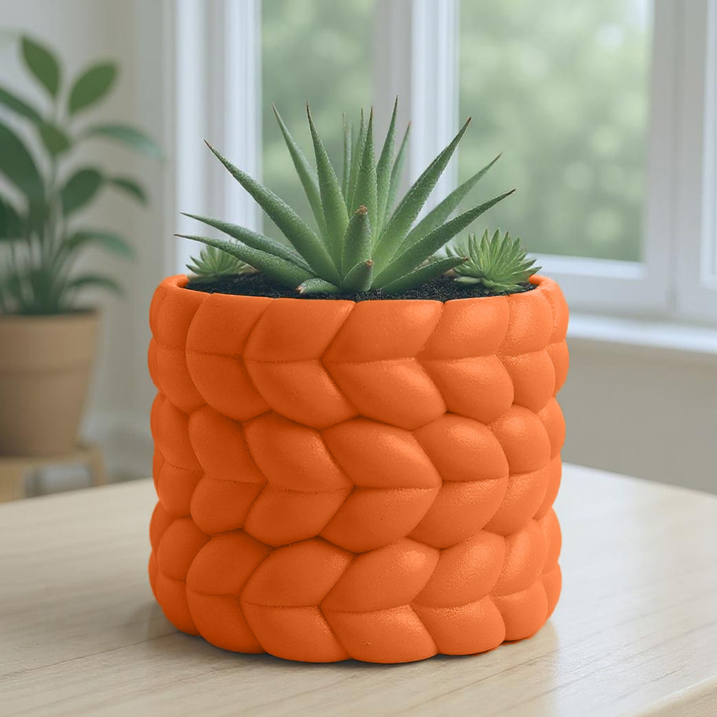 Cache-pot design à relief tressé Ø 18 cm — 7 coloris mats