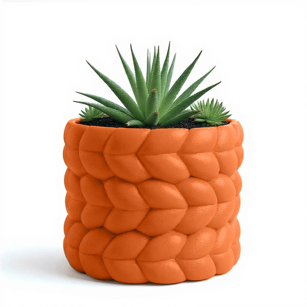Cache-pot design à relief tressé Ø 18 cm — 7 coloris mats