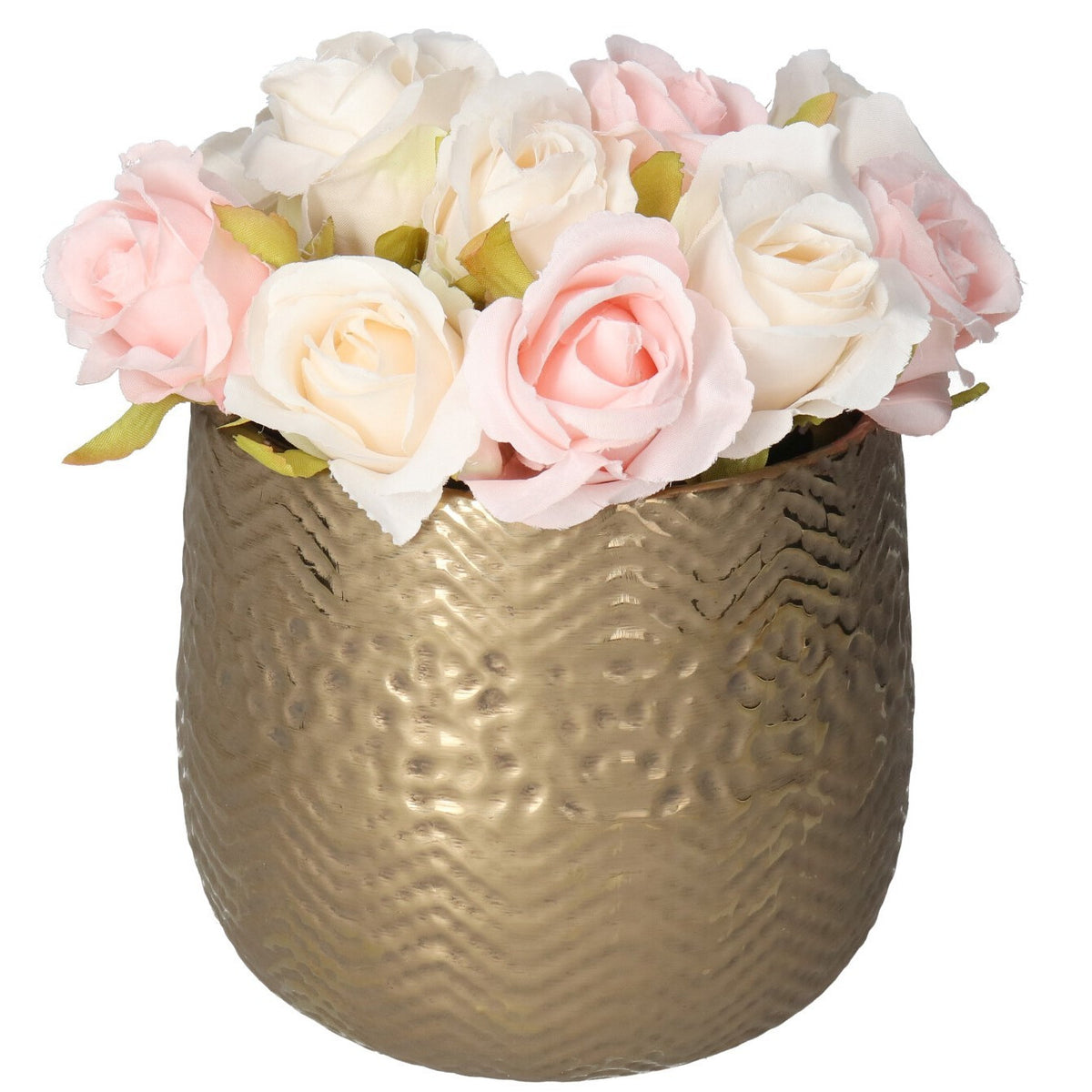 Cache-pot doré en céramique à relief martelé Ø 12 cm pour plantes