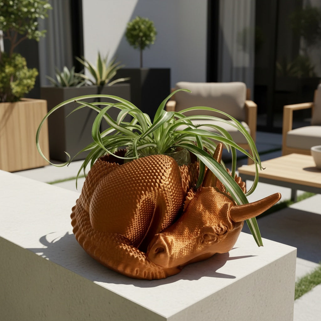 Cache-pot dragon endormi 16 cm — déco originale pour succulente