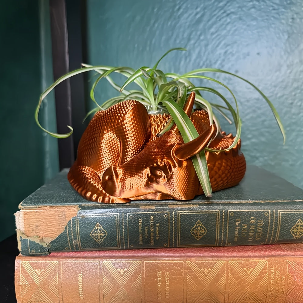 Cache-pot dragon endormi 16 cm — déco originale pour succulente